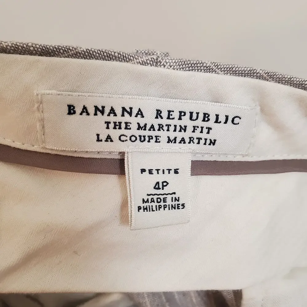 Banana Republic The Martin Fit Pinstriped Linen Trouser Gray 4P
